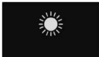 Simple white sun icon on black background (no text or symbols)