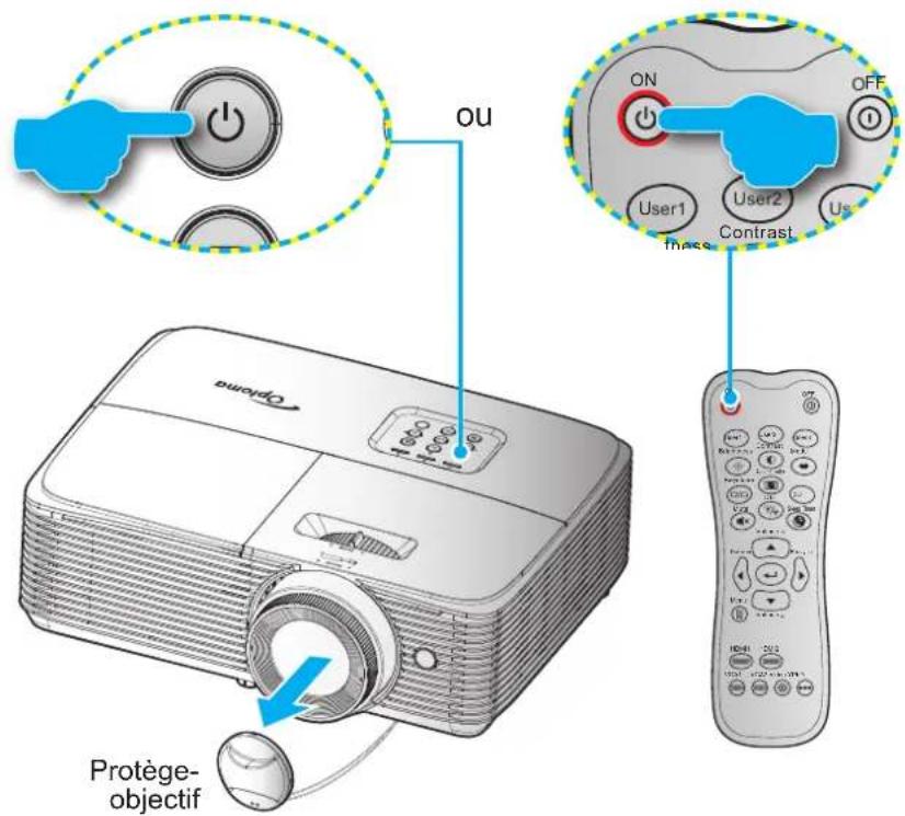 OPTOMA EH339 - Mise sous/hors tension du projecteur - 1