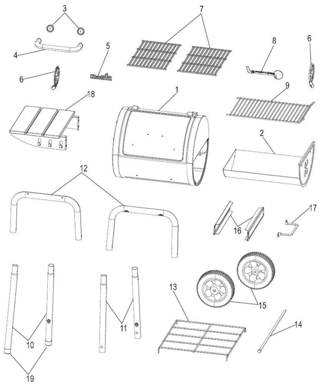 CHAR BROIL 17302054 - PARTS DIAGRAM/ SCHÉMA DES PIÈCES / DIAGRAMA DE PIEZAS - 1