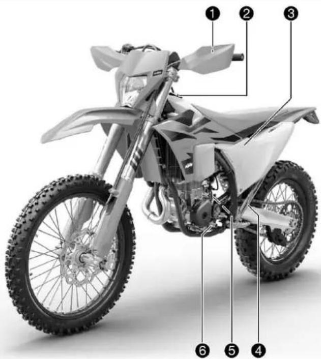 KTM 500 EXC-F (2024) - Vue avant gauche du véhicule (représentation simplifiée) - 1