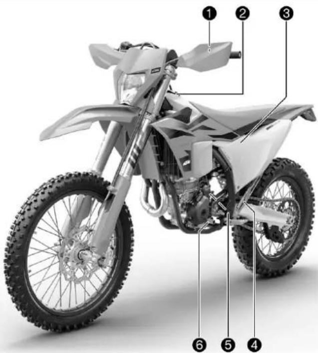 KTM 350 EXC-F (2024) - Vue avant gauche du véhicule (représentation simplifiée) - 1
