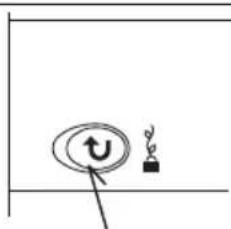 Diagram showing a circular arrow with an upward arrow and a small symbol, likely indicating rotation or direction of motion.