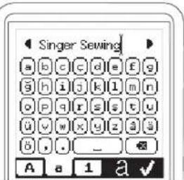 Singer Sewing a b c d e f g g h i j k l m n o p q r s t u ü v y x y z j ä ö , . _ A a 1 a ✓