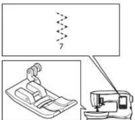 Diagram showing a sewing machine with a spring and a separate mechanical device, labeled with the number 7.