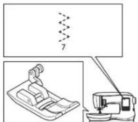 Diagram showing a sewing machine with a spring and a separate mechanical component labeled '7'