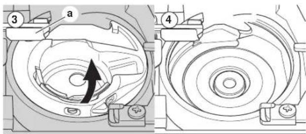 Technical diagram showing mechanical assembly with labeled parts and directional arrow indicating motion or force