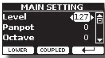 Dexibell VIVO H10MG - Modifier l'accord d'une partie de clavier par pas d'octave - 2