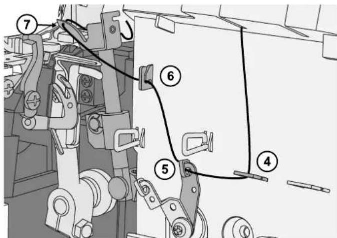 Technical diagram of a mechanical assembly with numbered components and connecting lines