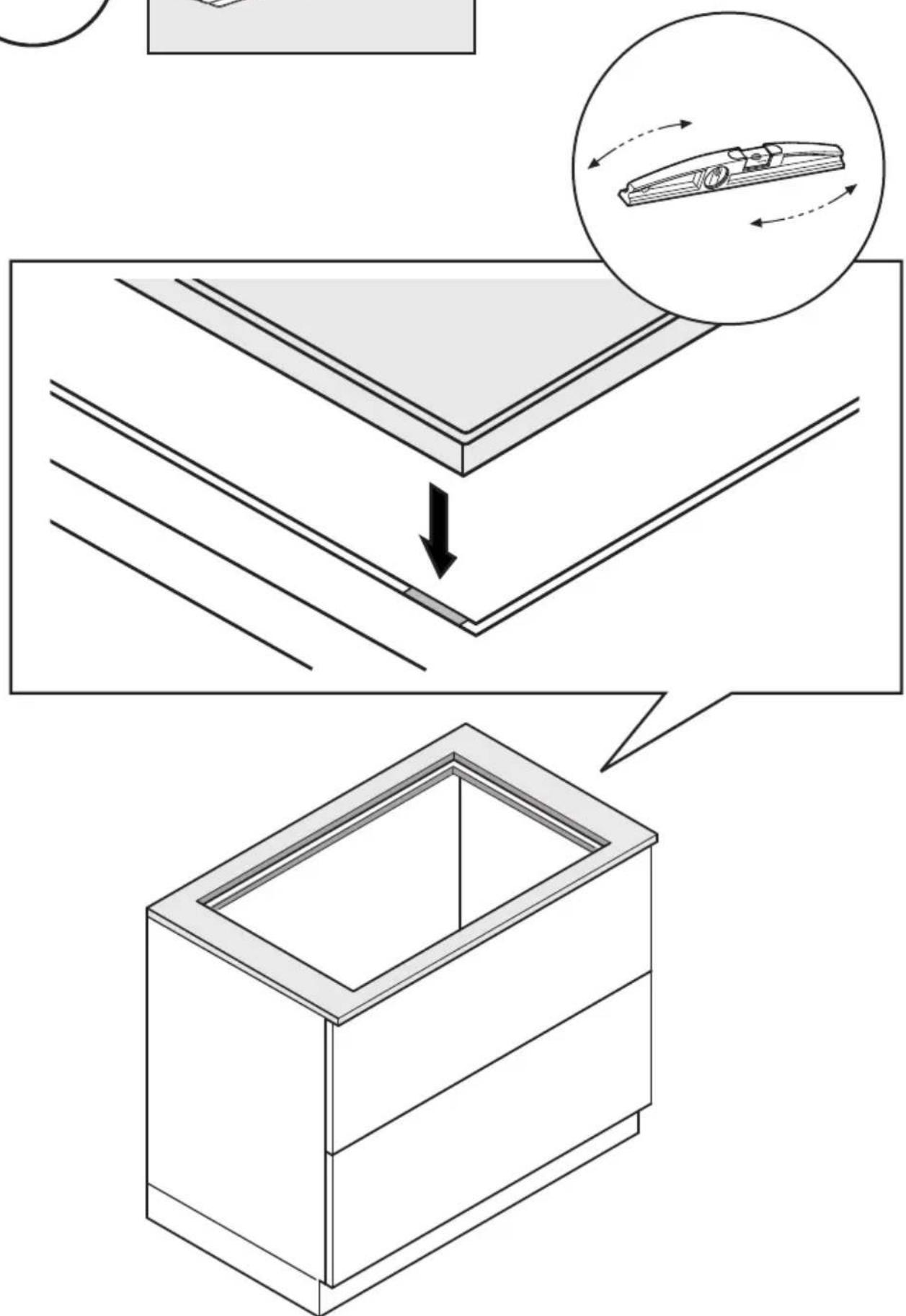 Technical diagram illustrating a mechanical assembly process with labeled components and motion arrows