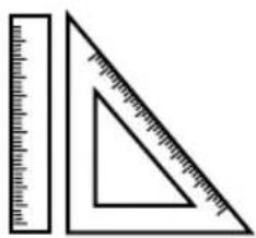 Diagram showing a ruler and triangle ruler with measurement markings