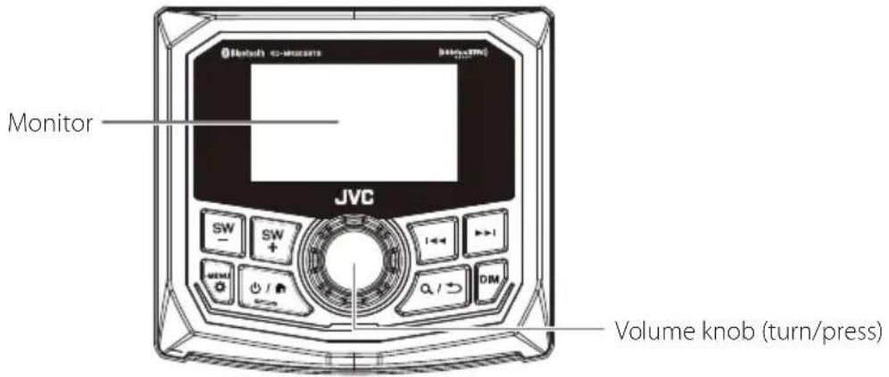 Monitor JVC SW - SW + 1 ← → + → + → + → + → + → + → + → + → Volume knob (turn/press)