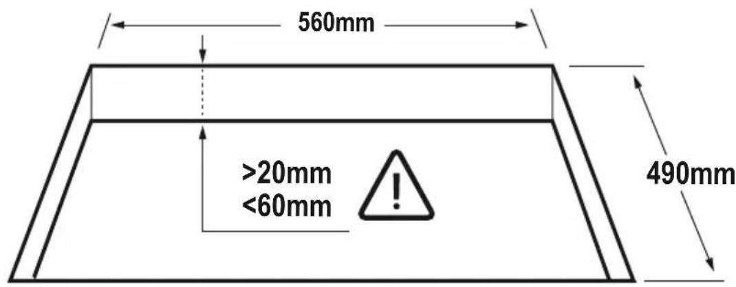 560mm >20mm <60mm 490mm