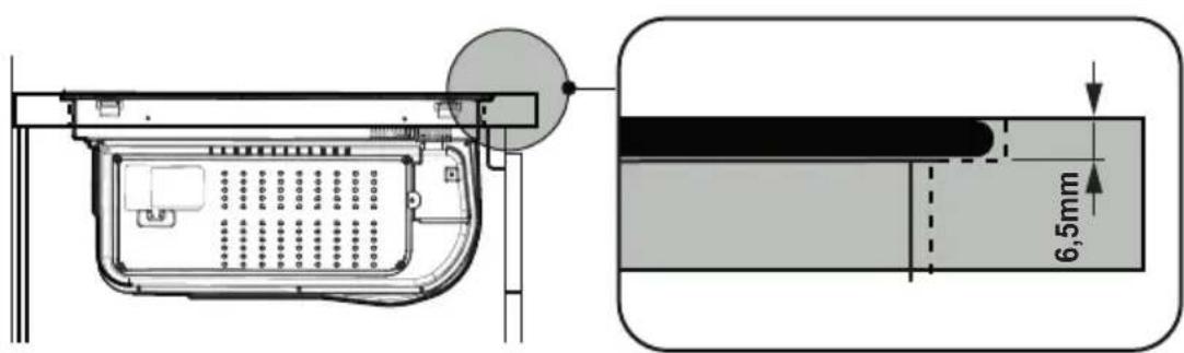 Technical diagram showing a device with internal components and a 6.5mm dimension标注