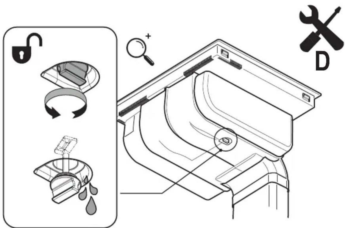 Technical diagram illustrating the installation of a door lock mechanism with labeled components and tools