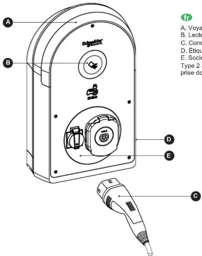 SCHNEIDER EVB3S11NCA - Description de l'extérieur de la borne de charge / Description of the charging station exterior - 1