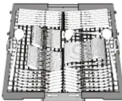BAUKNECHT B7I HF60 TUSC CH - Messer und andere Küchenutensilien mit scharfen Spitzen sind mit nach unten gerichteten Schneiden einzuordnen. - 1