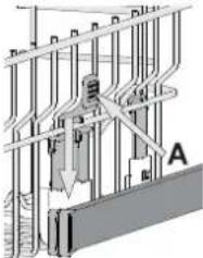 Technical diagram showing a mechanical assembly with labeled components and directional arrows, likely from an engineering or manufacturing context.