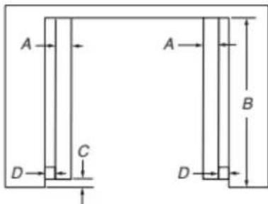 WHIRLPOOL WOED5027LW - Cabinet Dimensions - Double Ovens, Flush Installations - 1