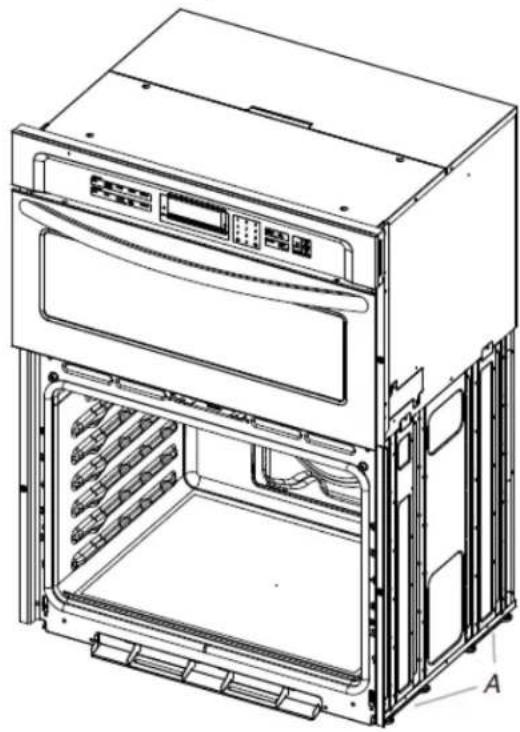 WHIRLPOOL WOEC5030LB - Ubicación de las patas del horno - 1