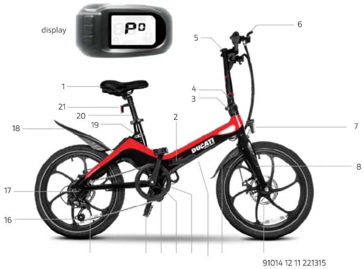 display Po 1 21 20 19 2 DUCATI 5 4 3 6 7 8 91014 12 11 221315 16 17 18