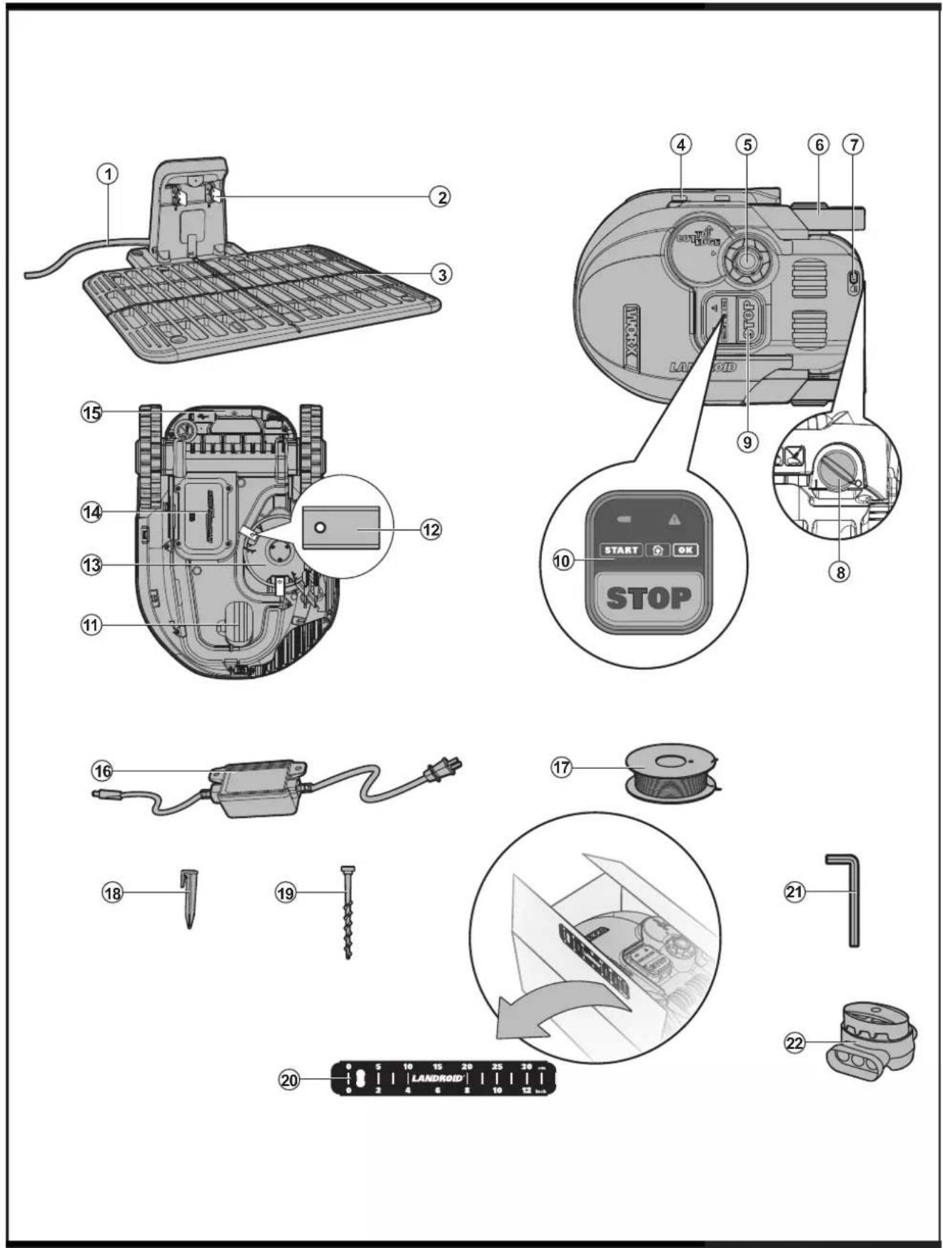 WORX Landroid WR104SI - Liste des composants - 1