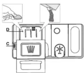INDESIT D2I HD524 A - ПОЛНЕЊЕ НА ДИСПЕНЗЕРОТ ЗА ДЕТЕРГЕНТ - 1