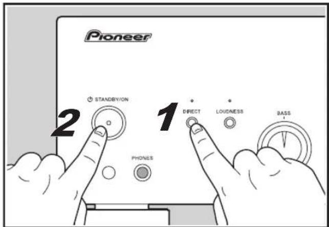 PIONEER A-10EB - ■ Réinitialisation de l'appareil (ceci réinitialise les paramètres de cet appareil sur leur valeur par défaut) - 1