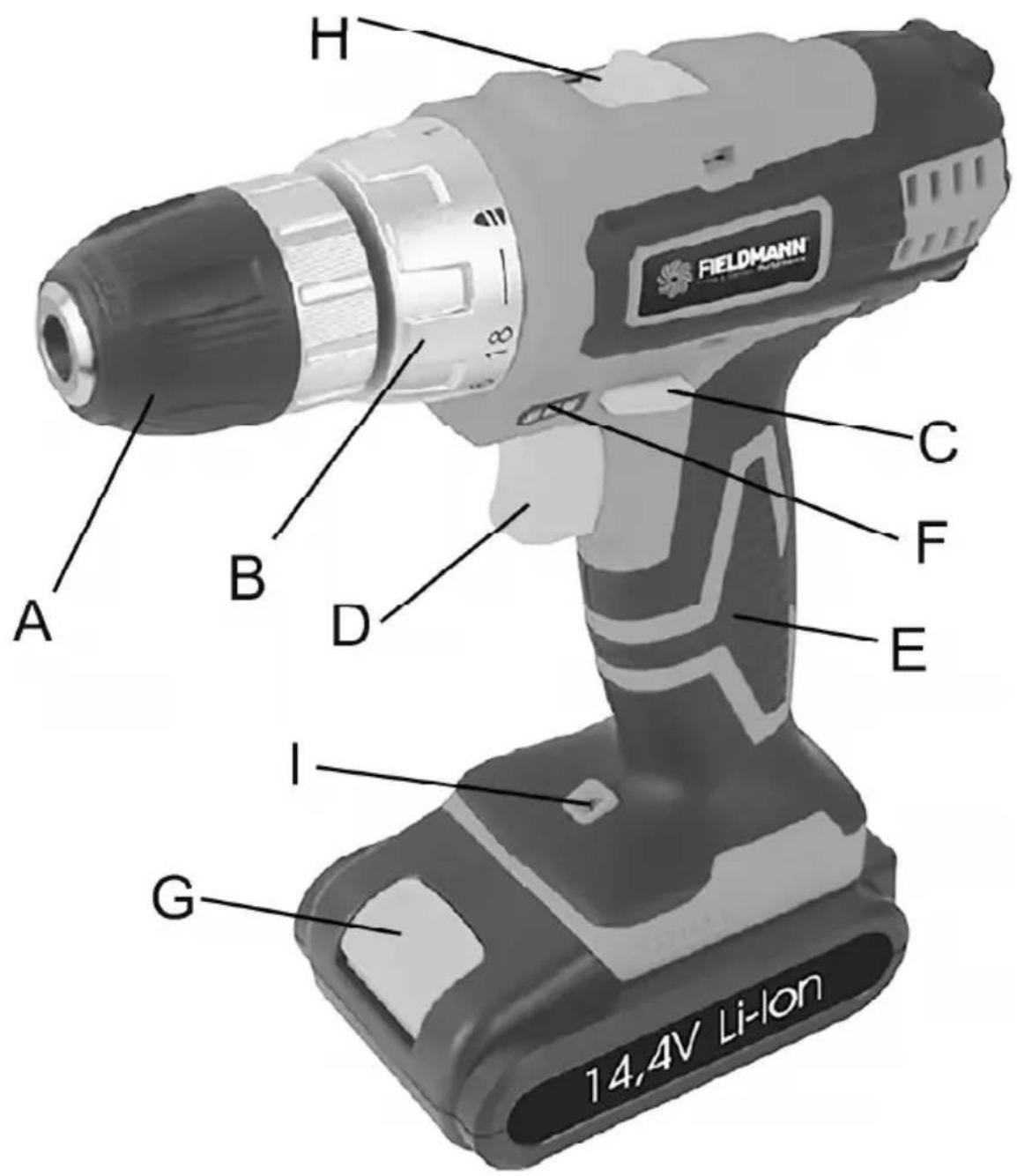 FIELDMANN 14.4V Li-Ion A B C D E F G H