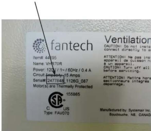 Fantech VHR 150 - Parts list • Liste des composantes - 2