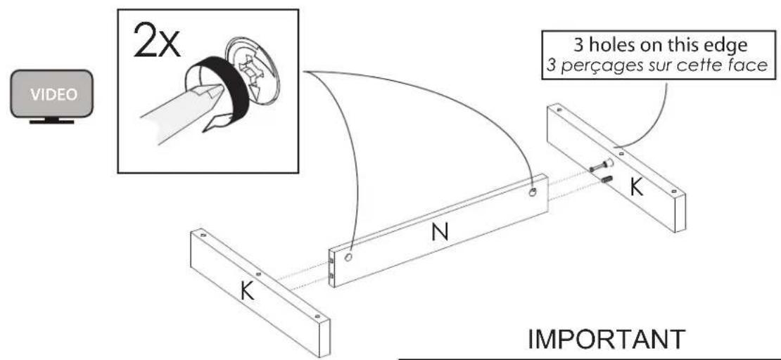 Nexera 102337 - Fasten both parts K with panel N and firmly tighten the 2 cam locks # 0203 Assemblez les 2 pièces K avec le panneau N et serrez fermement les 2 excentriques # 0203 - 1