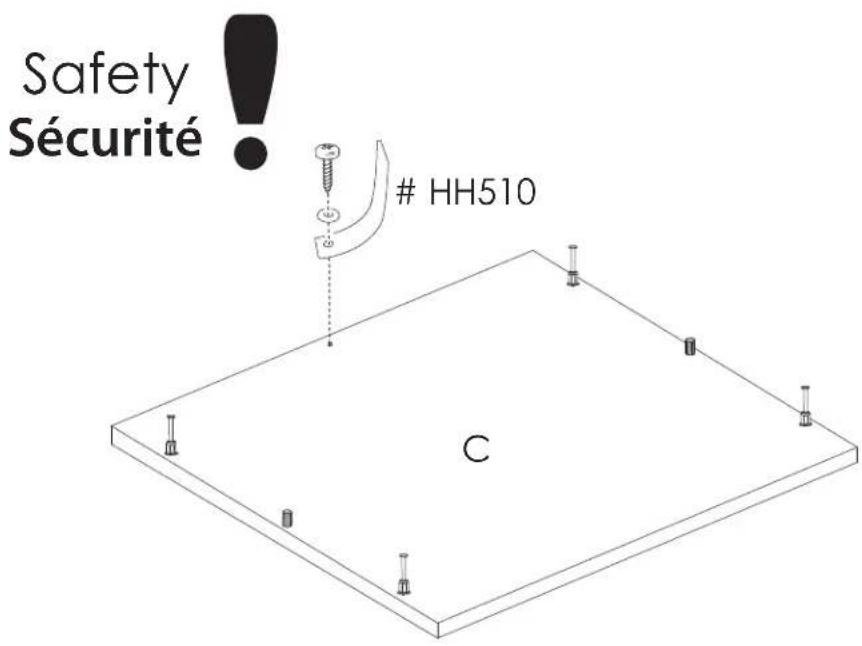 Nexera 102337 - Install the anti-tilt device # HH510 on the panel C Installez l'attache de sécurité # HH510 sur le panneau C - 1
