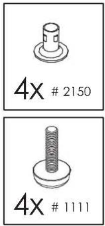 Nexera 102337 - Use a hammer to secure the 4 insert nuts # 2150. Then, screw-in the 4 adjustable levellers # 1111 - 2