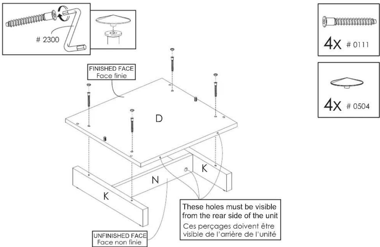 Nexera 102337 - Use a hammer to secure the 4 insert nuts # 2150. Then, screw-in the 4 adjustable levellers # 1111 - 3