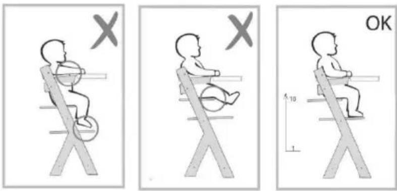 Kinderkraft Enock - Position selection for the baby highchair and the chair for older children: - 1