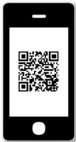 Black and white smartphone screen displaying a QR code image