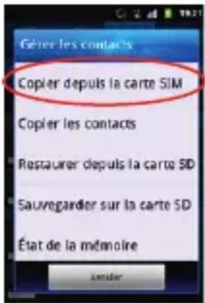 SFR STARTRAIL II - COMMENT IMPORTER LES CONTACTS DE LA CARTE SIM ? - 3
