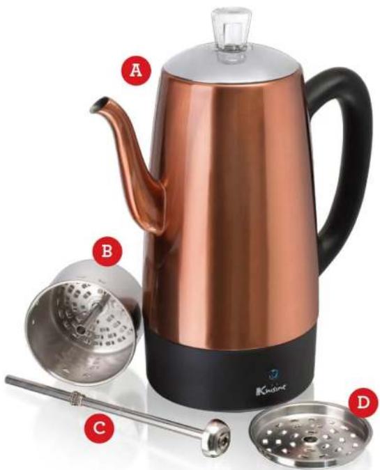 Euro Cuisine PER12 - Cafetière à percolation 8/12 tasses - 1