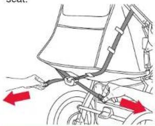 BOB Gear Revolution Flex 3.0 - Return To Upright Position Grab the rings on either side of the recline button and pull the straps out to the sides to raise the seat. - 1