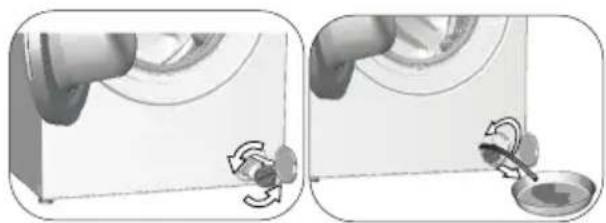 BEKO WTV9716XWWST - Si le produit dispose d'un tuyau de vidange en cas d'urgence, procédez comme suit pour évacuer l'eau : - 1