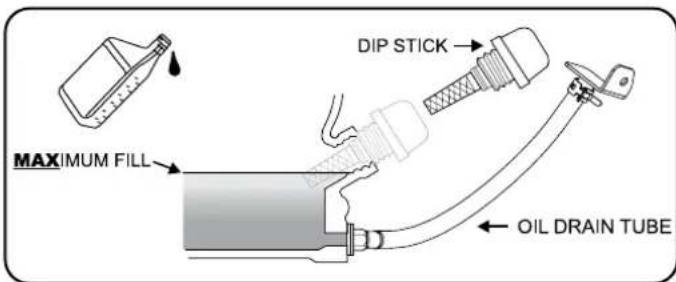 MAXIMUM FILL DIP STICK OIL DRAIN TUBE