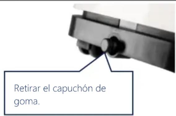 Retirar el capuchón de goma.