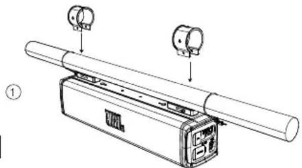 JBL Rallybar S - Langkah 1-Pilih posisi pemasangan gerigi pada soundbar. - 3