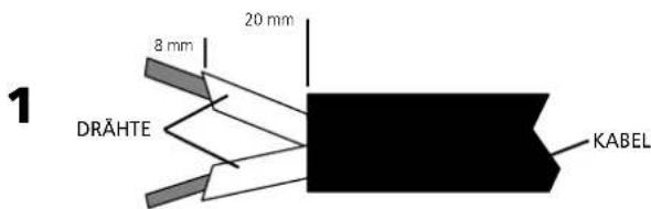 Montarbo NM250P - Vorbereitung des Kabels für den Verbinder Speakon®: - 1
