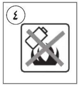 Warning sign with crossed-out electrical symbols and a lightning bolt symbol