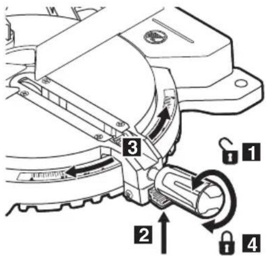 Technical diagram of a mechanical device with numbered components and directional arrows indicating motion or assembly.