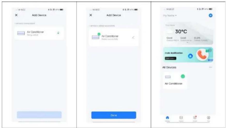 Add Device Air Conditioner Doing action Add Device Air Conditioner Made successfully Done 14:20:27 $ 3.27 €/M My Home 30°C Good Good 51.6% Custom FREE Custom to be Takeout 50%/ Cash Notification All Devices Air Conditioner