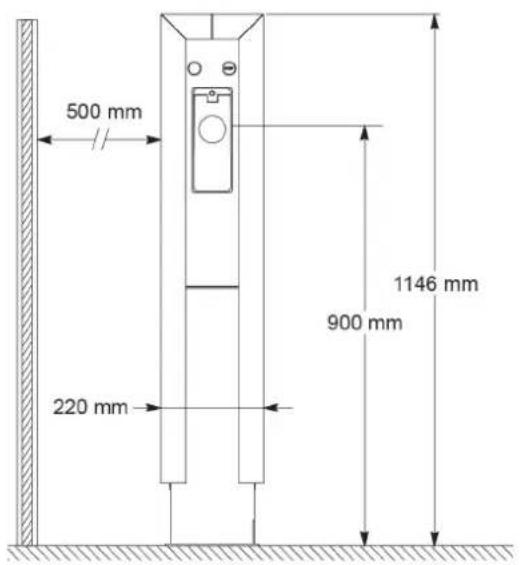 SCHNEIDER EVlink Parking EVF2S22P4E - Floor standing station: dimensions / Dimensions borne sur pied - 2