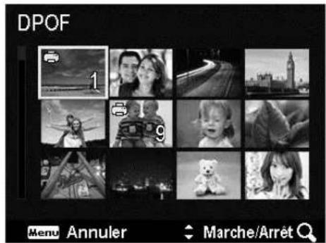 DPOF 1 Menu Annuler Marche/Arrêt