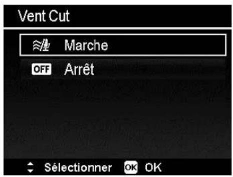 Vent Cut Marche OFF Arrêt Sélectionner OK OK