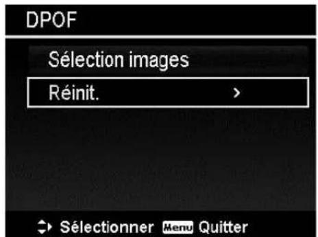 DPOF Sélection images Réinit. > → SÉlectionner Menu Quitter
